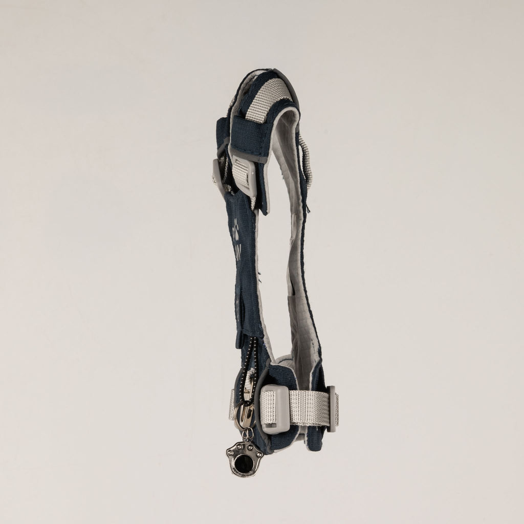 PAW - XS (2-4Kg) Dog Step-in Guardian Harness with Reflective Mesh - Rock Grey - Black Obsidian Charm