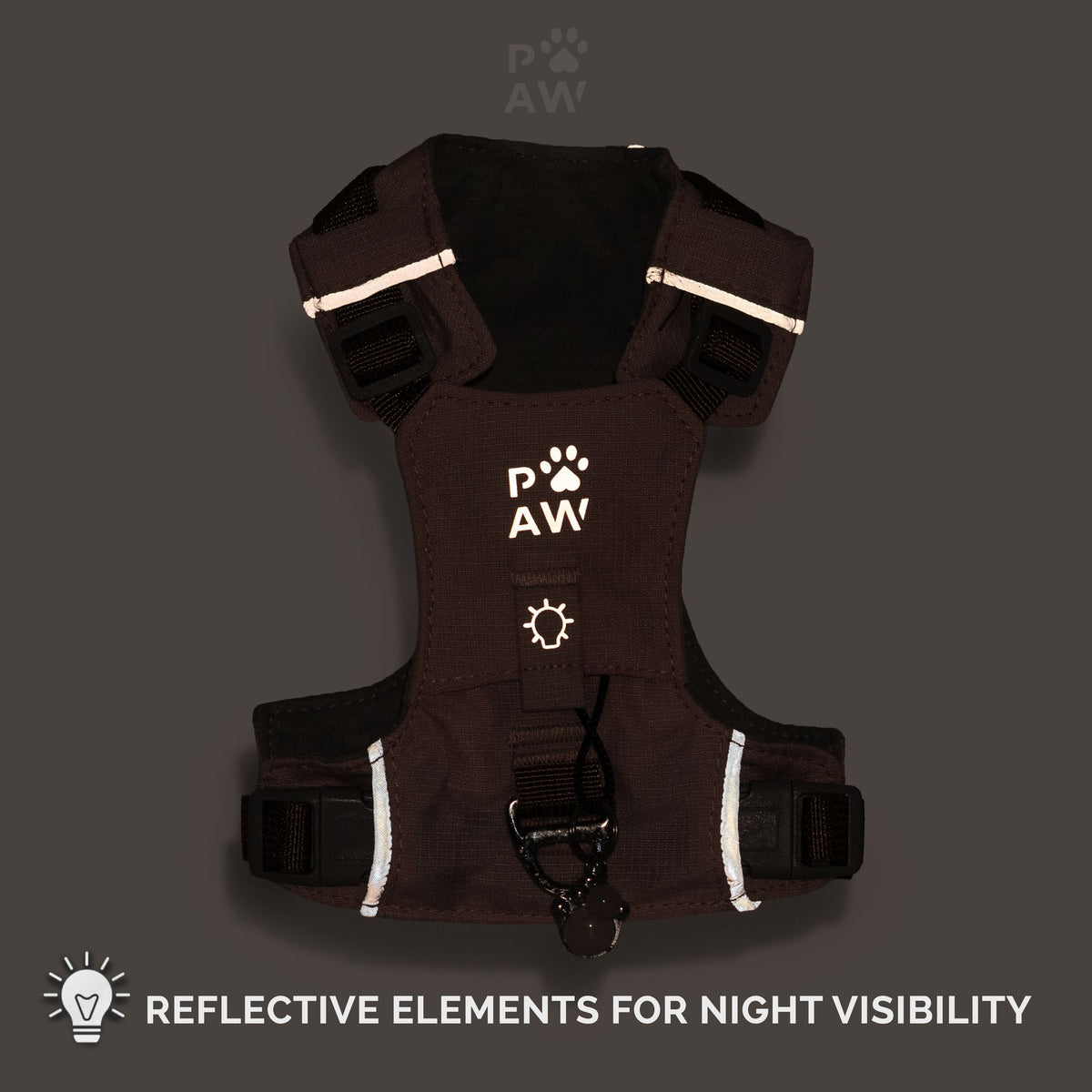 PAW - S (4-8Kg) Dog Step-in Guardian Harness with Reflective Mesh - Rock Grey - Black Obsidian Charm